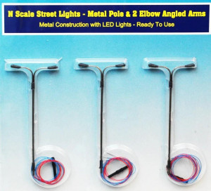#D# US Street Light Metal Pole w/2 Elbow Arms (3)