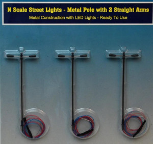 #D# US Street Light Metal Pole w/2 Straight Arms (3)