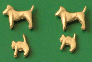 Unpainted Whitemetal Cats and Dogs (4)