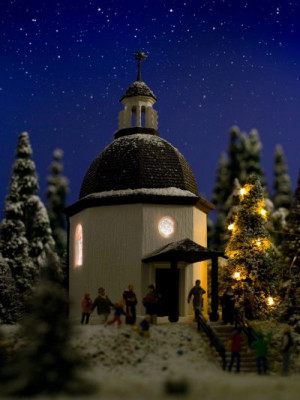 Silent Night Memorial Chapel with Lighting and Snow Kit